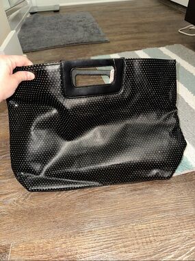 Victoria's Secret Black Polka Dot Cutout Handle Satchel